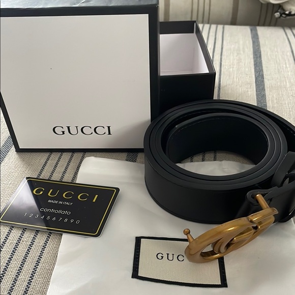 Gucci Accessories - Gucci Black Belt with Gold Buckle